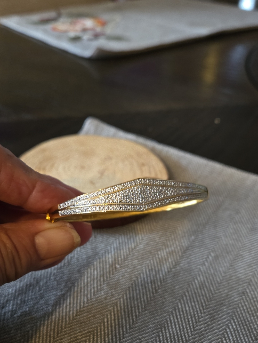Gold and Silver Tone Crystal Pavé Bracelet